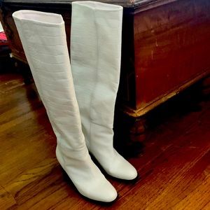 Free People Grayson Tall Boot in Bone Croc.  Size 38 1/2